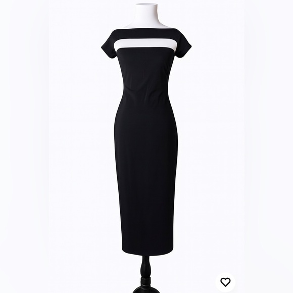 Lulu’s Make a Toast Black Off-the-Shoulder Cutout Midi Dress Womens Small NWOT - Picture 6 of 9